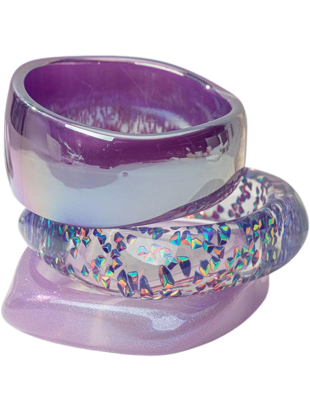 Irregular Acrylic Resin Chunky Bangle Bracelets Set Vintage Stackable Statement